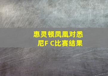 惠灵顿凤凰对悉尼F C比赛结果